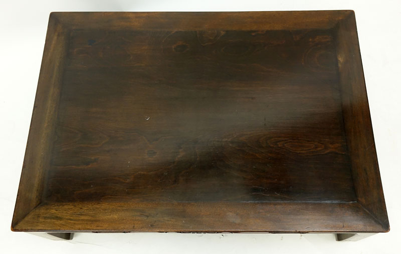 Mid Century Chinese Carved Hardwood Day Bed/Coffee Table. Light scuffs to corners, light scratches to surface. 