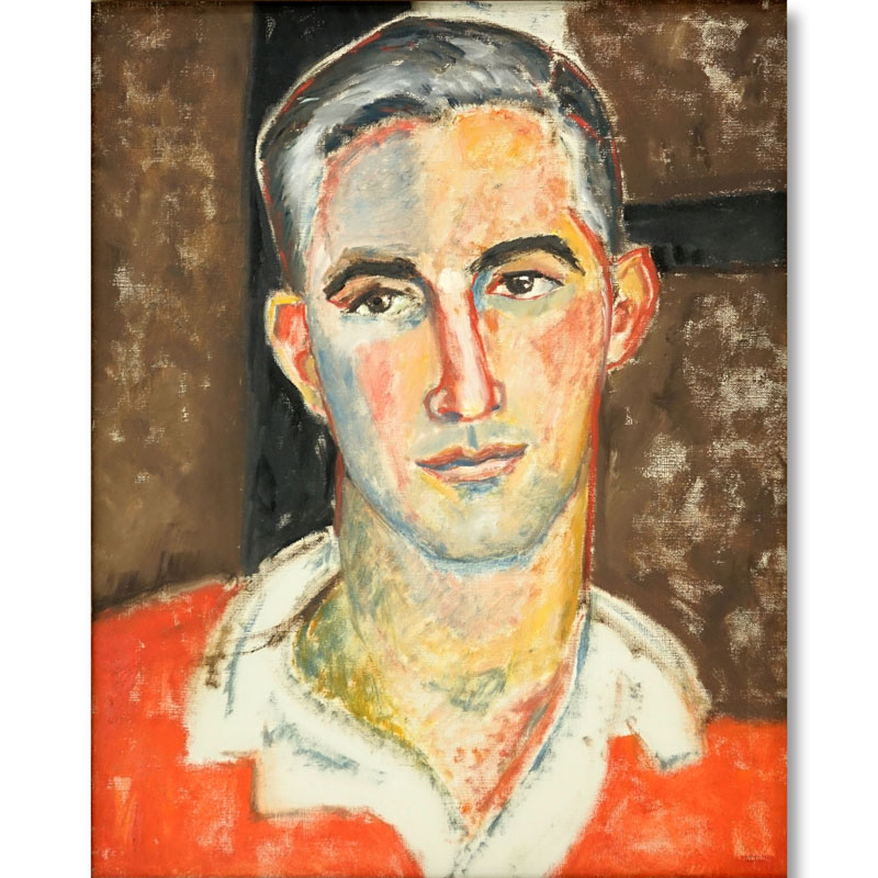 Mid-Century Oil On Canvas "Portrait". Signed en verso Schnall.