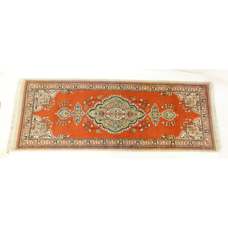 Semi Antique Persian Oriental Runner. Dirty, some bleeding or discoloration along the border, stains.