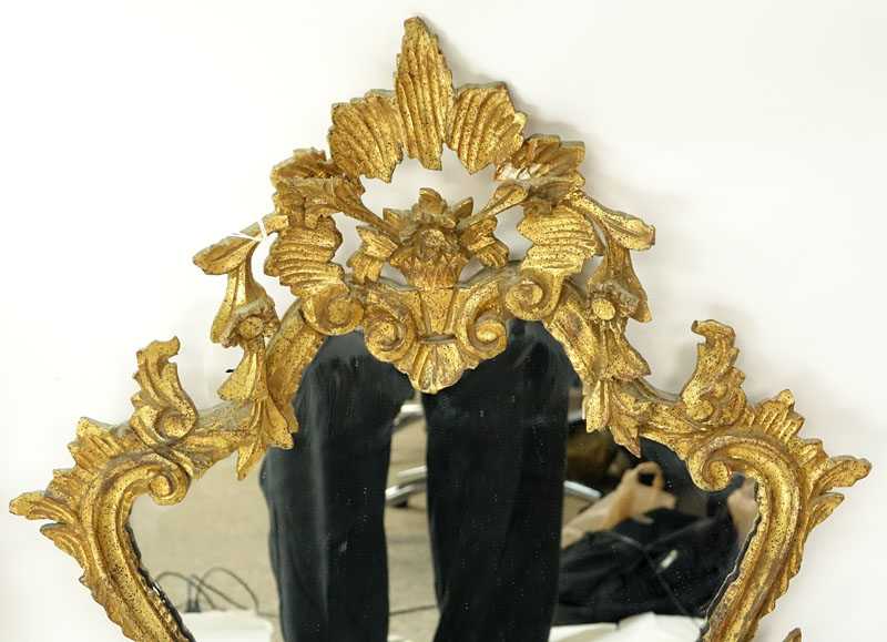 Mid Century Carved Giltwood Decorative Mirror, Probably Italian.