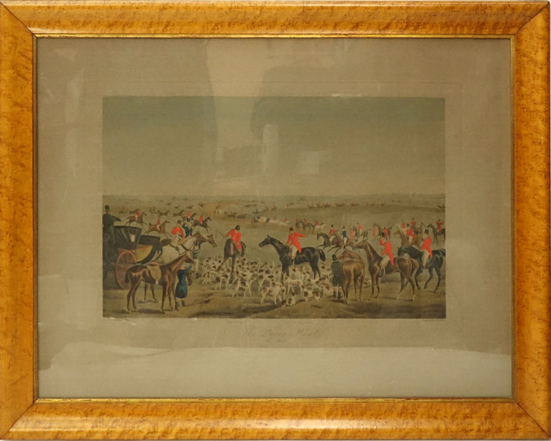 After: Henry Alken, British  (1810 - 1894)  " The Quorn Hunt - The Meet " Color Engraving by F.C. Lewis.