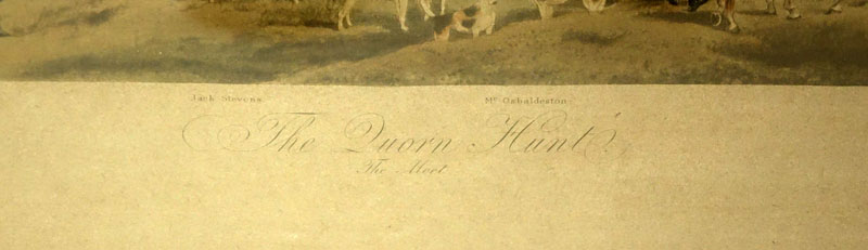 After: Henry Alken, British  (1810 - 1894)  " The Quorn Hunt - The Meet " Color Engraving by F.C. Lewis.