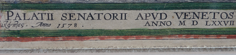 After: Georgius Housnaglius (15/16th C.) Antique Color Engravings, "Augusti apud Venetos Templi D. Marci Accuratissima Effiguratio"  and "Palatii Senatorii aupd Venetos Conflagratio", 1578. 