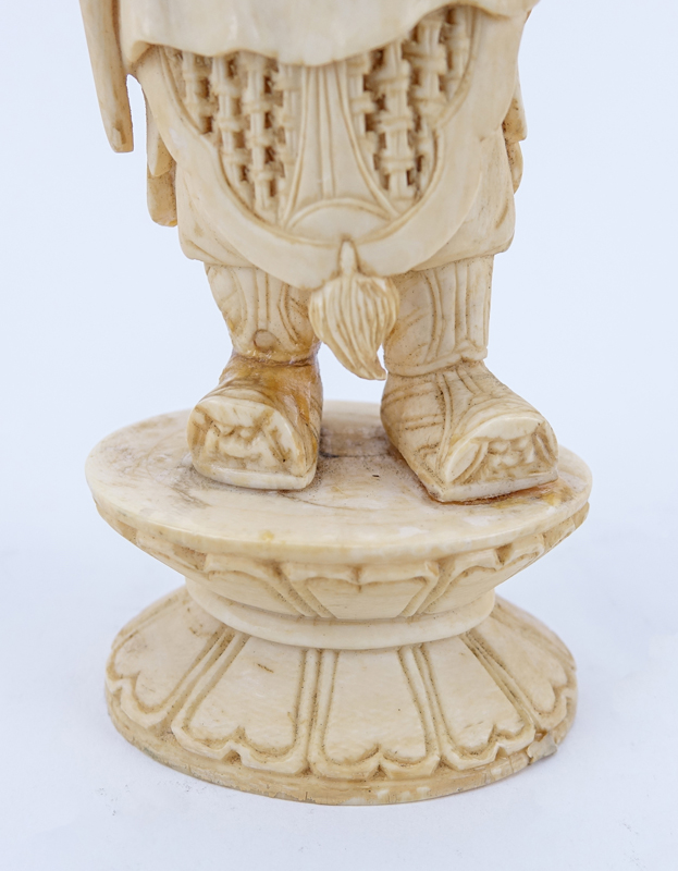 Antique Chinese Carved Ivory Figure "Emperor". Signed.