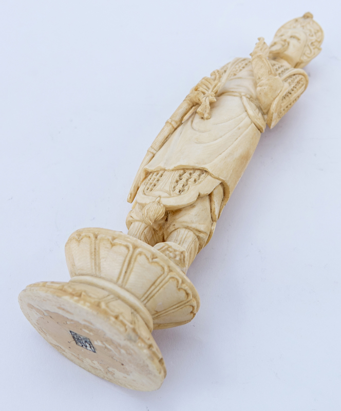 Antique Chinese Carved Ivory Figure "Emperor". Signed.
