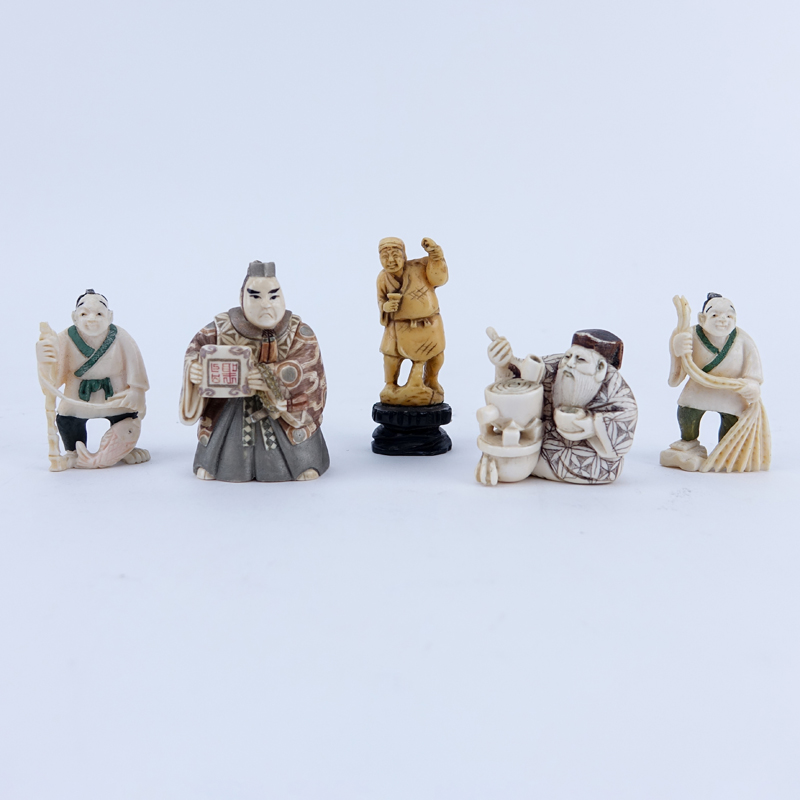 Collection of Five (5) Carved Japanese Ivory Netsuke.