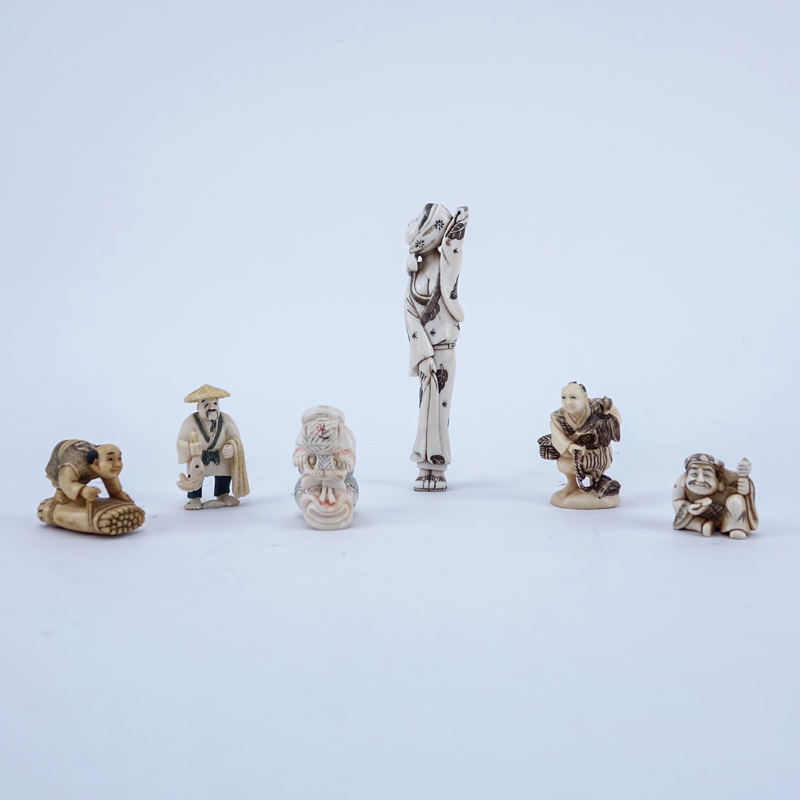 Collection of Six (6) Carved Japanese Ivory Netsuke.