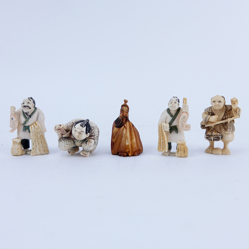 Collection of Five (5) Carved Japanese Ivory Netsuke.