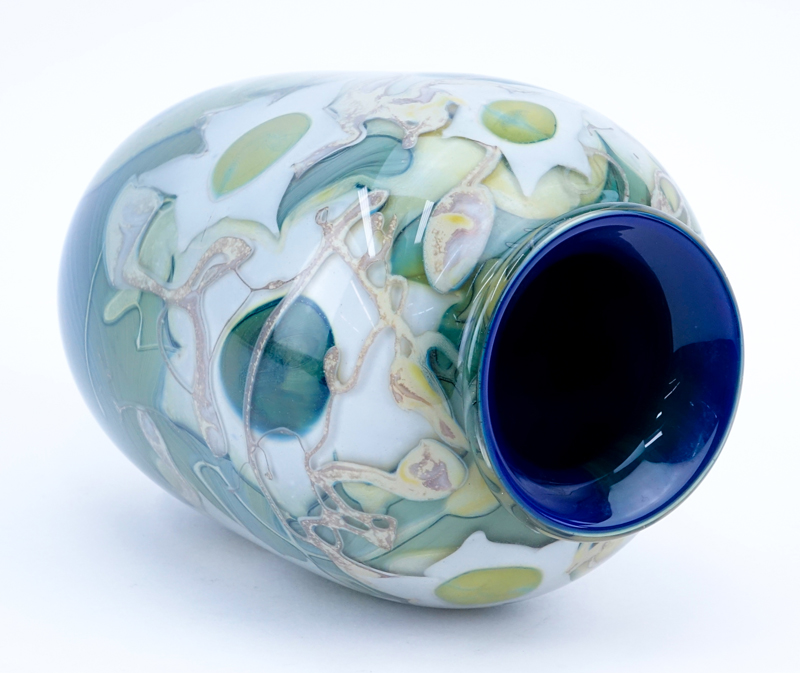 Mid Century Encased Art Glass Vase. Bears signature on underside, illegible. 