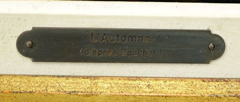 Limoges Enamel Painting On Copper "L'Automne (d'apres Boucher)". Signed R. Restoueix.