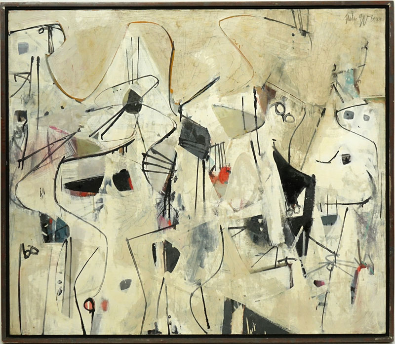 Julio Girona, Cuban/American (1914 - 2002) Oil on Canvas, Untitled Composition, Signed Top Right.