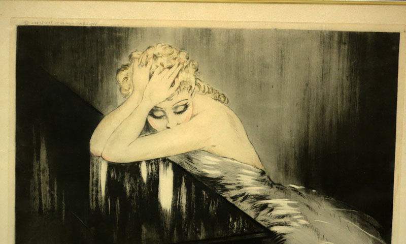 Louis Icart, French (1888-1950) Drypoint "Reve de Valse" Signed lower right. Blindstamp lower left, © Copyright 1940 L. Icart NY upper left. 