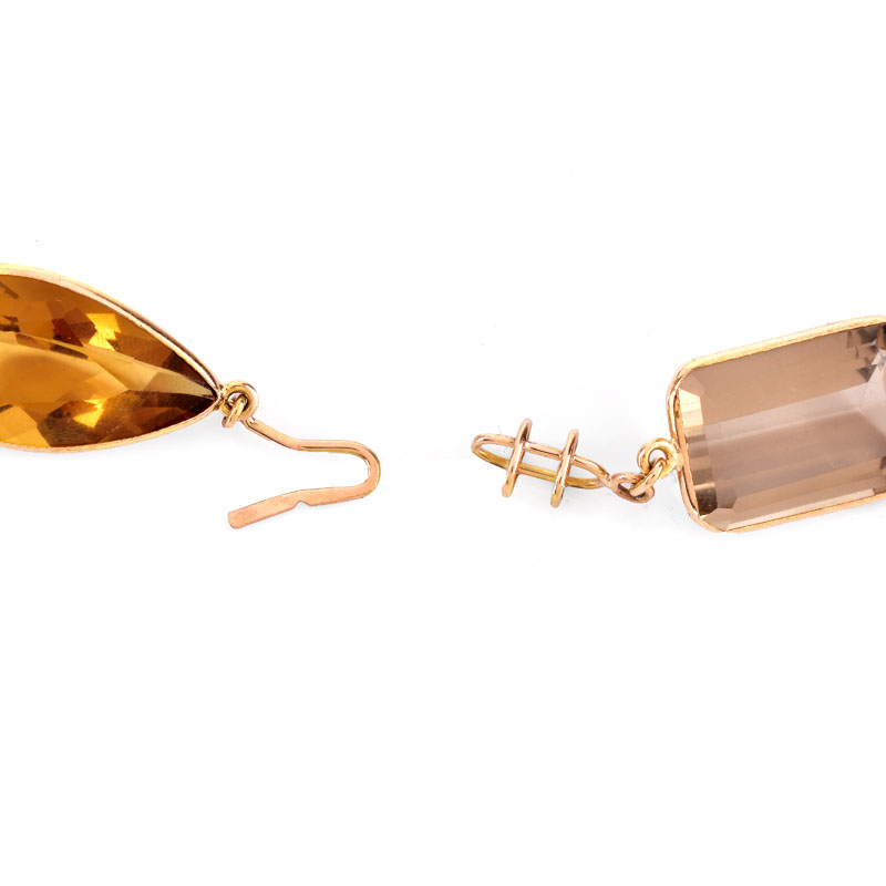 Vintage Multi-cut Multi-color Semi-Precious Gemstone and 18 Karat Yellow Gold Necklace.
