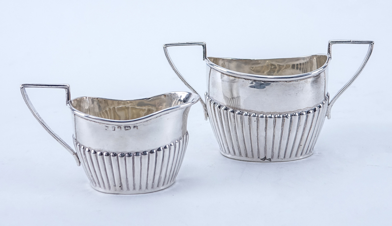 Four (4) Piece Assembled English Silver Miniature Tea Set On Footed Tray.