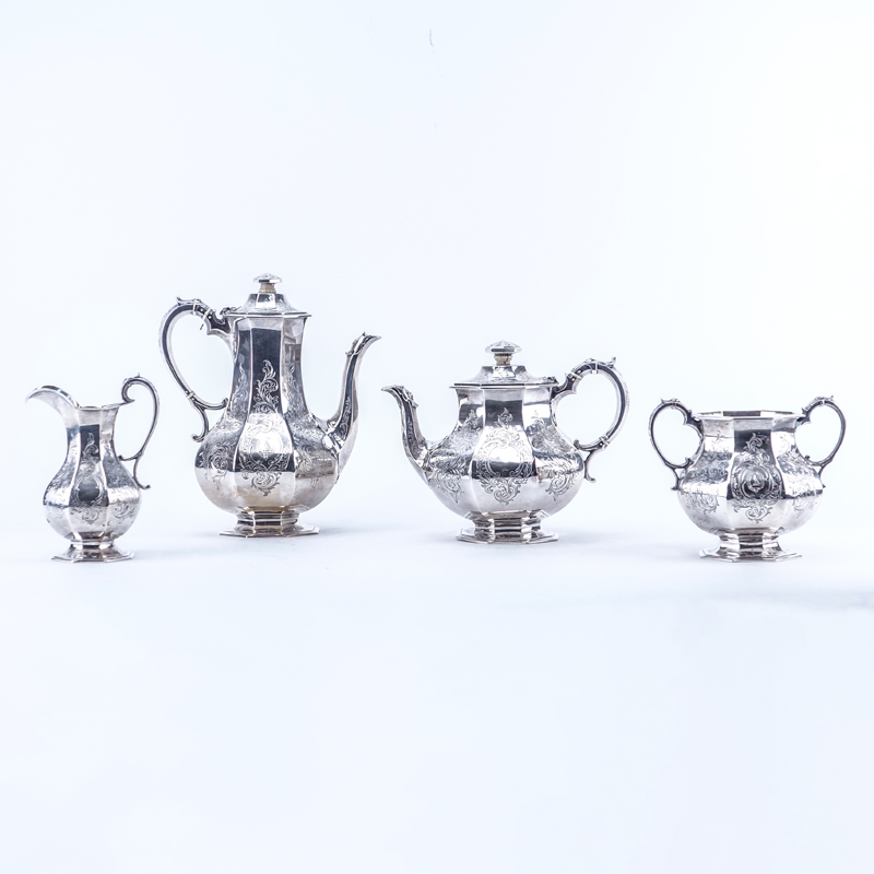 Four (4) Piece George John Richards Mid 19th Century English Silver Tea And Coffee Service.