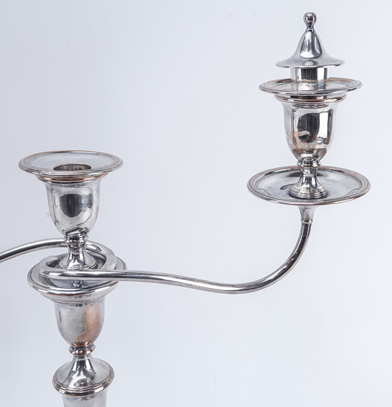 Two (2) Pair of Antique Silver Plated Candelabras. Both with 3 lights.