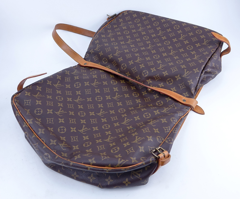 Louis Vuitton Brown Monogram Coated Canvas Saumur Double Strap 2 Sided Crossbody Messenger Bag.