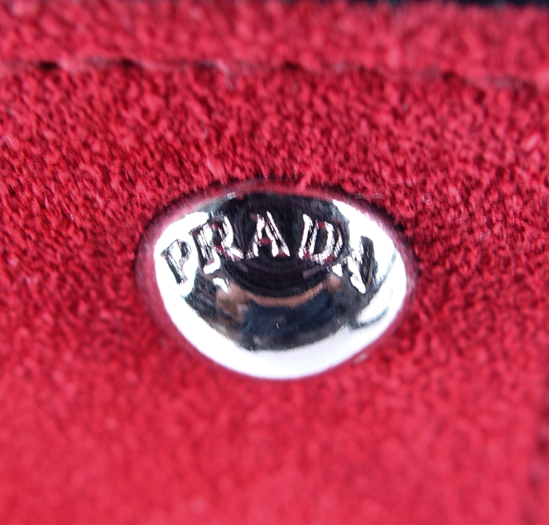 Prada Red Suede Leather Glace Handbag.