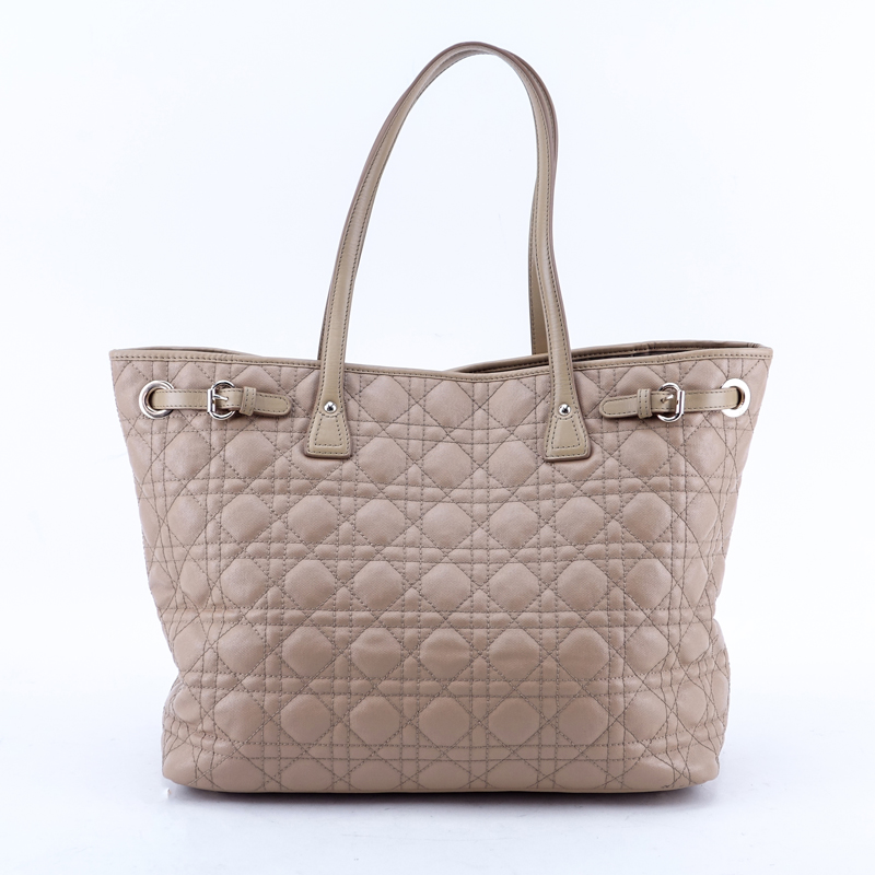 Dior Beige Cannage Coated Canvas Panarea Tote GM.