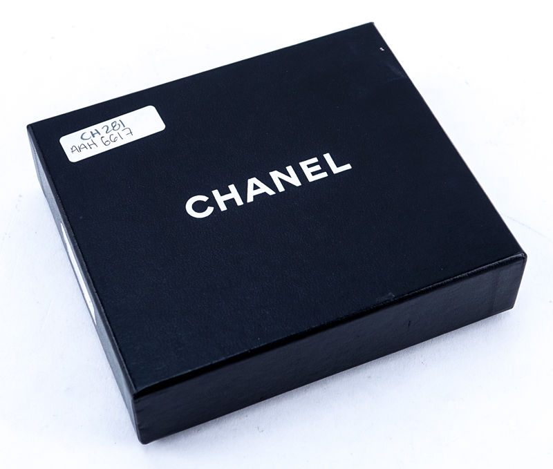 Chanel Black Caviar Leather Square Front Logo Wallet.