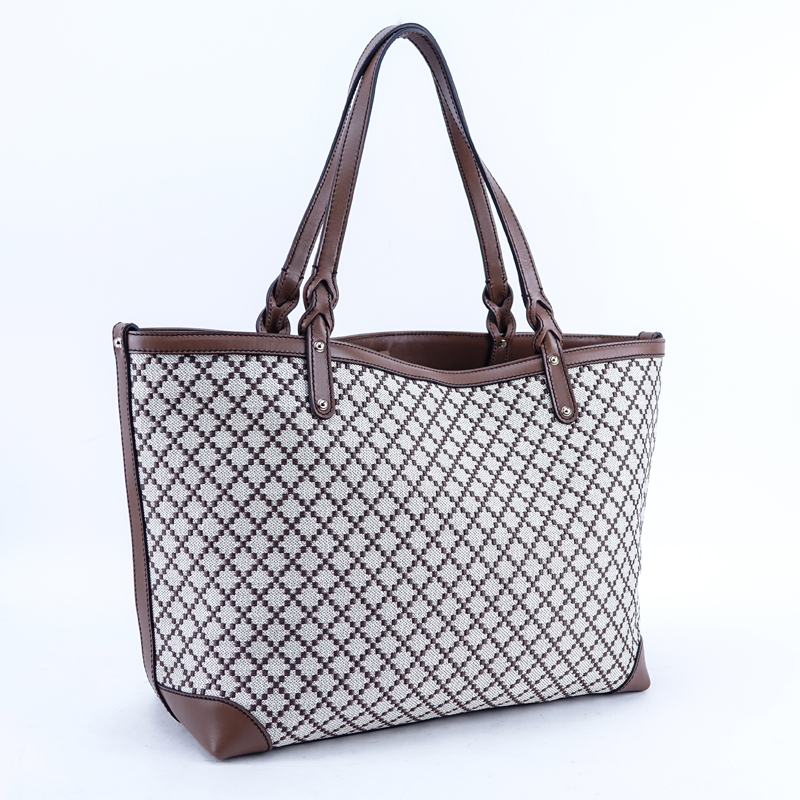 Gucci White/Brown Quilted Canvas And Leather Diamante Tote Japan Exclusive.