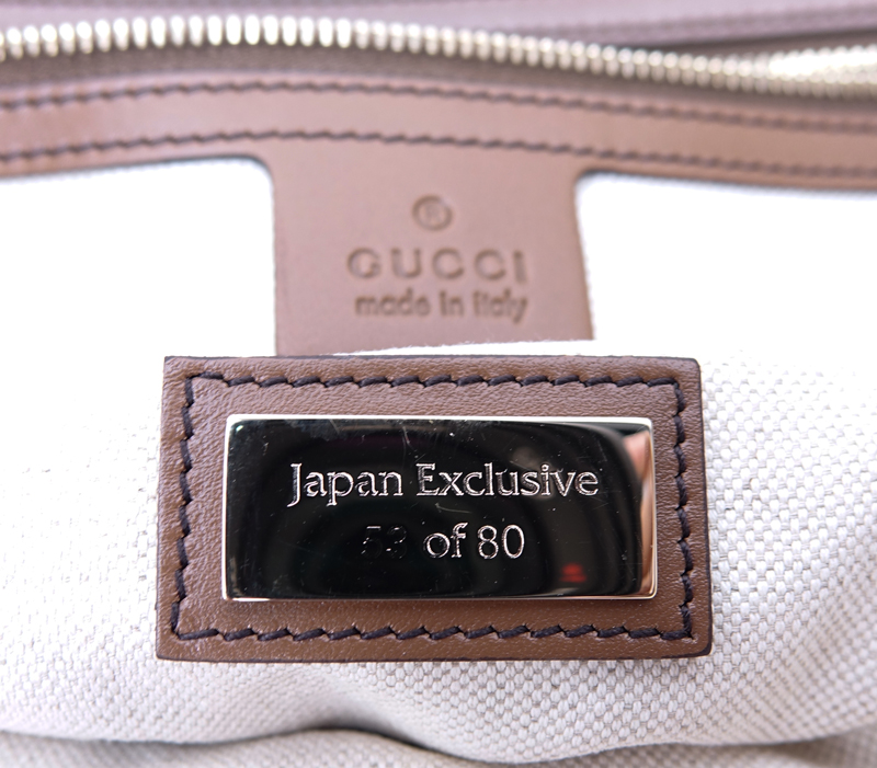 Gucci White/Brown Quilted Canvas And Leather Diamante Tote Japan Exclusive.