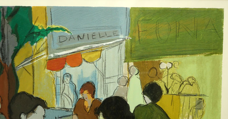Itzchak (Isaac) Tarkay, Israeli (1935 - 2012) Color Lithograph, Café Daniella, Signed and Numbered 214/300 on Lower Margin.