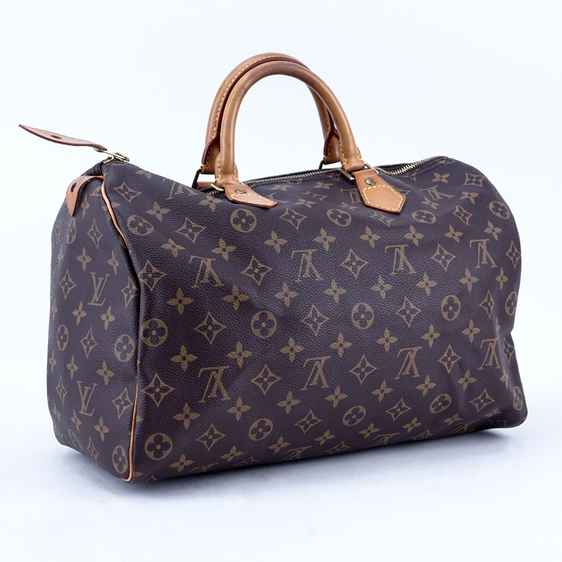 Louis Vuitton Brown Monogram Coated Canvas Speedy 35 Tote.