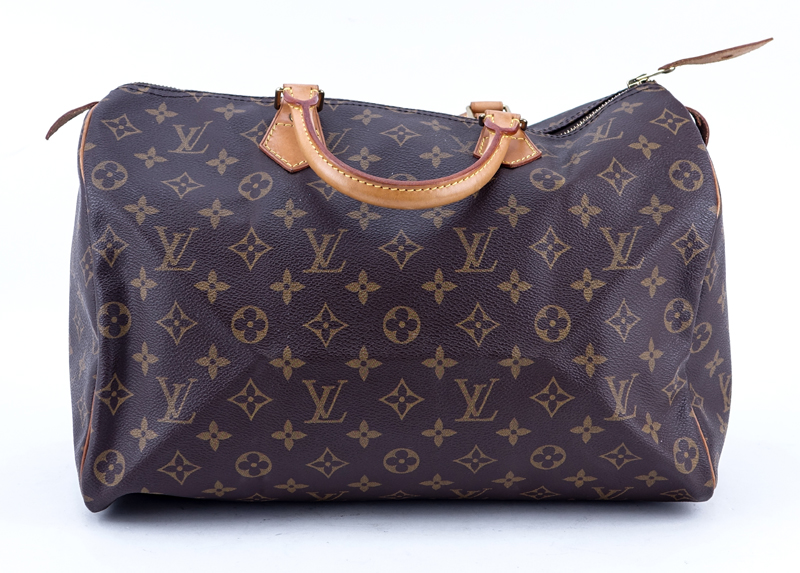 Louis Vuitton Brown Monogram Coated Canvas Speedy 35 Tote.