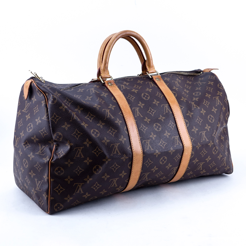 Louis Vuitton Brown Monogram Coated Canvas Keepall Travel Bag 50.