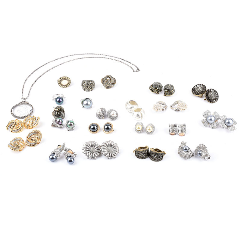 Collection of Costume Jewelry Including: Sixteen (16) Pair of Earrings, Six (6) Rings and One (1) Pendant Necklace.