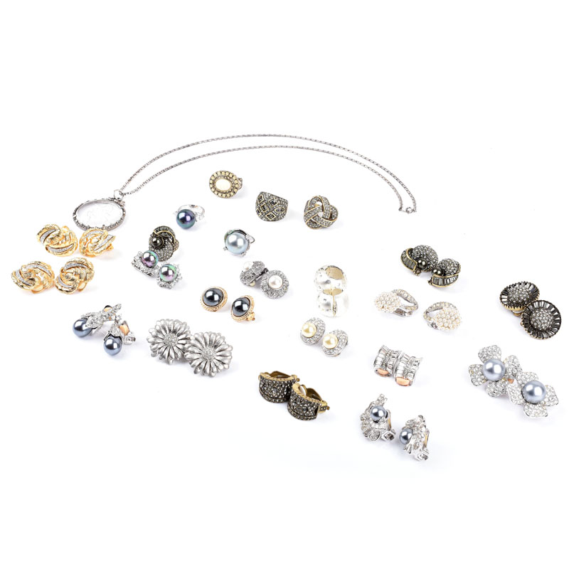 Collection of Costume Jewelry Including: Sixteen (16) Pair of Earrings, Six (6) Rings and One (1) Pendant Necklace.
