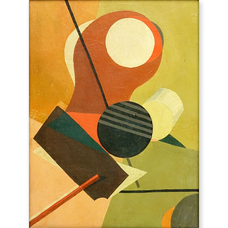 Attributed to: Albert Gallatin, American  (1882 - 1952) Oil on Panel "Geometric Composition" Signed "G" Lower Left.