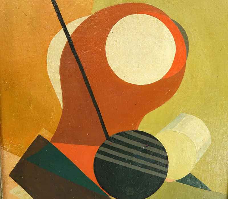 Attributed to: Albert Gallatin, American  (1882 - 1952) Oil on Panel "Geometric Composition" Signed "G" Lower Left.