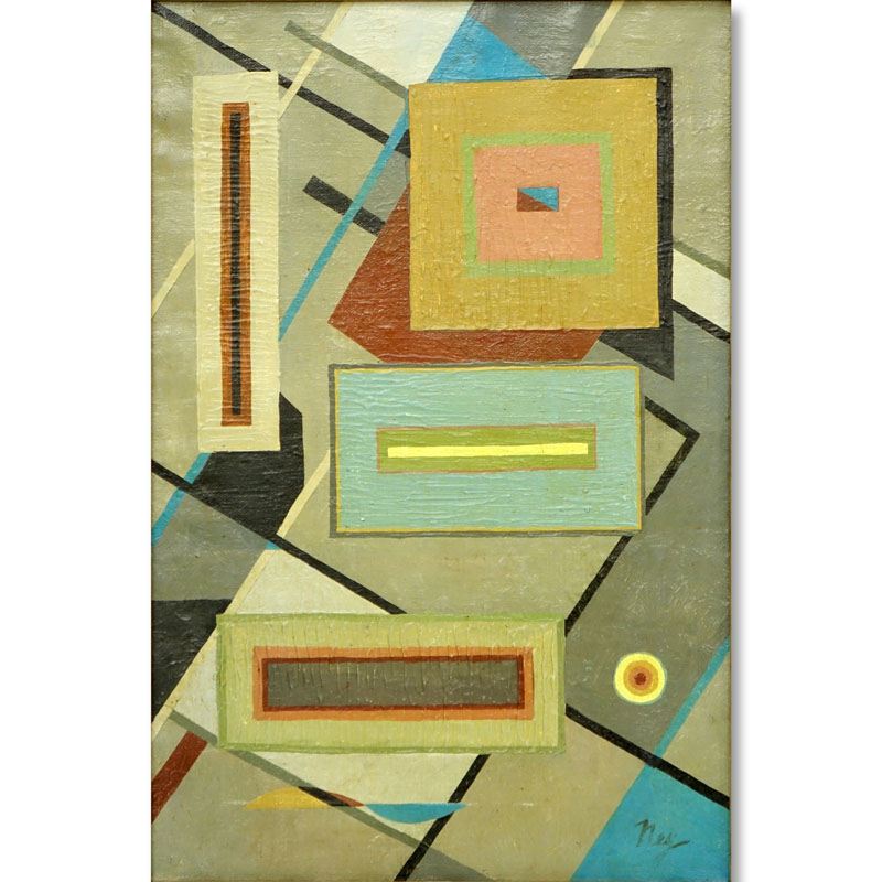 Attributed to: Lloyd Ney, American (1893 - 1965) Oil on Canvas, Abstract Geometric Composition, Signed Lower Right.