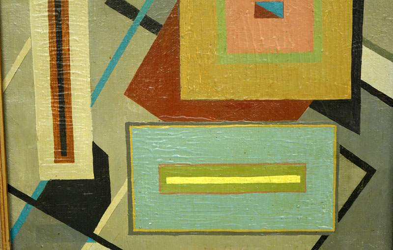 Attributed to: Lloyd Ney, American (1893 - 1965) Oil on Canvas, Abstract Geometric Composition, Signed Lower Right.