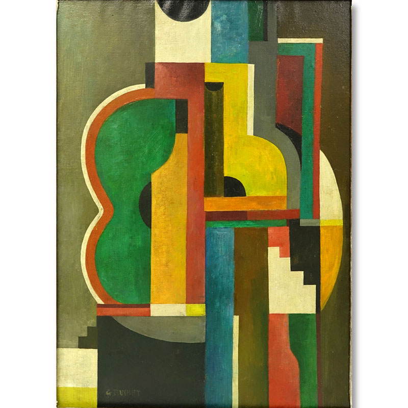 Attributed to: Gustave Buchet, Swiss (1888 - 1963) Oil on Canvas, Abstract Cubic Composition, Signed Lower Left, Light yellowing to varnish from age overall good condition.