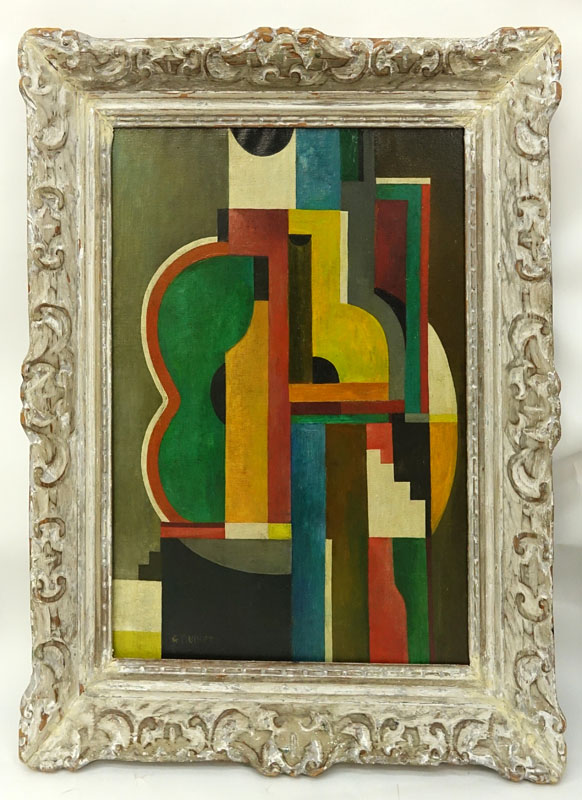 Attributed to: Gustave Buchet, Swiss (1888 - 1963) Oil on Canvas, Abstract Cubic Composition, Signed Lower Left, Light yellowing to varnish from age overall good condition.