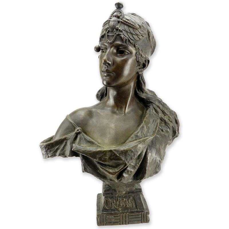 Emmanuel Villanis, French (1858 - 1914) "Orient" Bronze Bust, Inscribed Lower and Signed E.