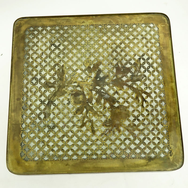 Philip and Kelvin LaVerne Patinated Bronze and Pewter Side Table.