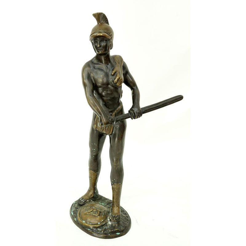 Adrien Etienne Gaudez Style Patinated Bronze Sculpture, Roman Warrior with Sword, Unsigned.
