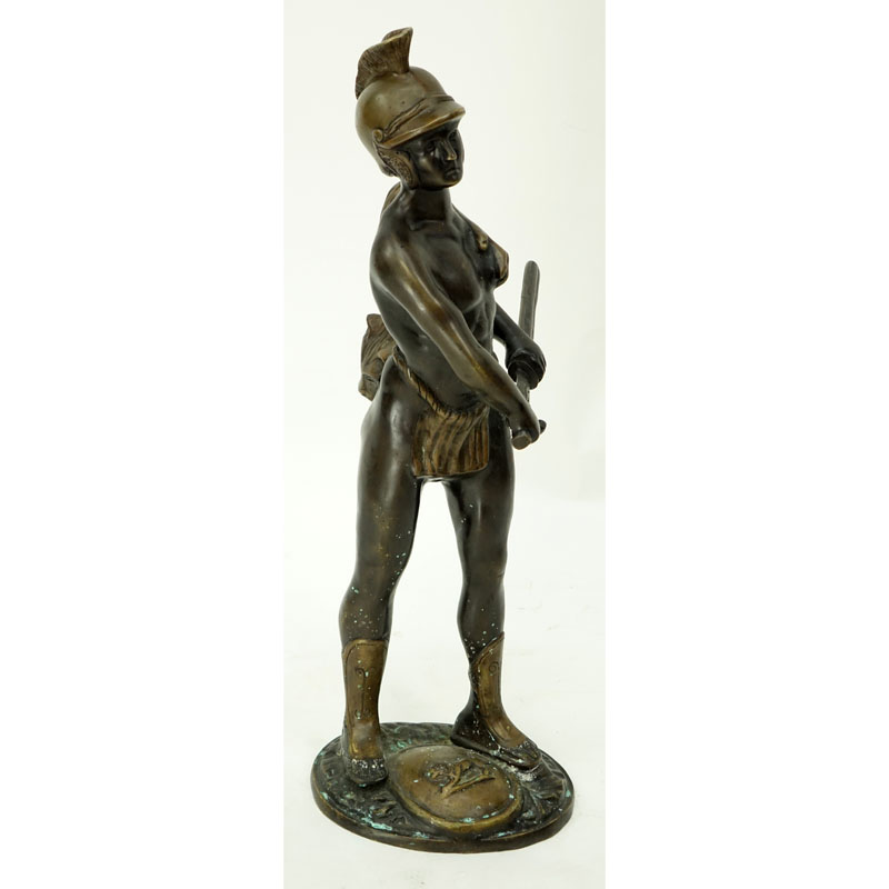Adrien Etienne Gaudez Style Patinated Bronze Sculpture, Roman Warrior with Sword, Unsigned.