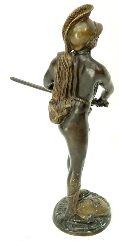 Adrien Etienne Gaudez Style Patinated Bronze Sculpture, Roman Warrior with Sword, Unsigned.