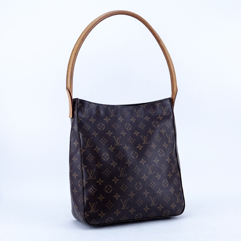 Louis Vuitton Brown Monogram Coated Canvas And Leather Looping GM Handbag.