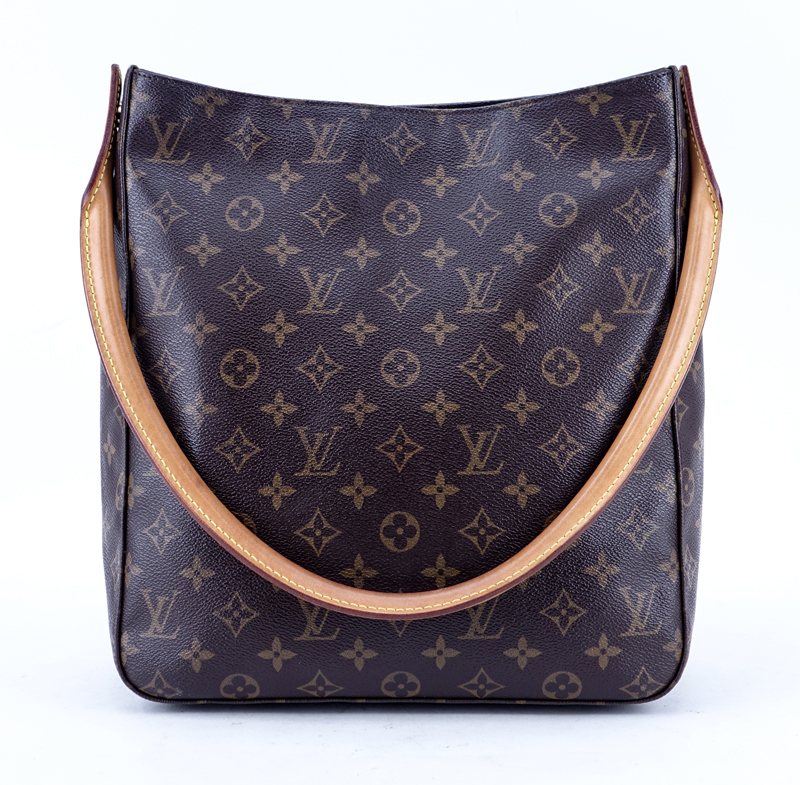 Louis Vuitton Brown Monogram Coated Canvas And Leather Looping GM Handbag.