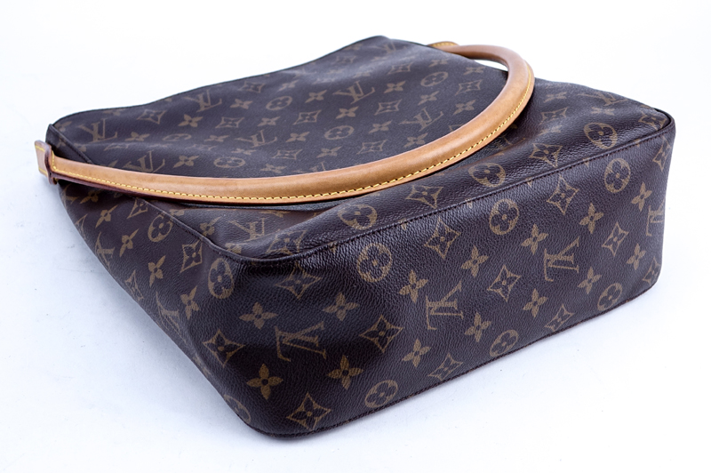 Louis Vuitton Brown Monogram Coated Canvas And Leather Looping GM Handbag.