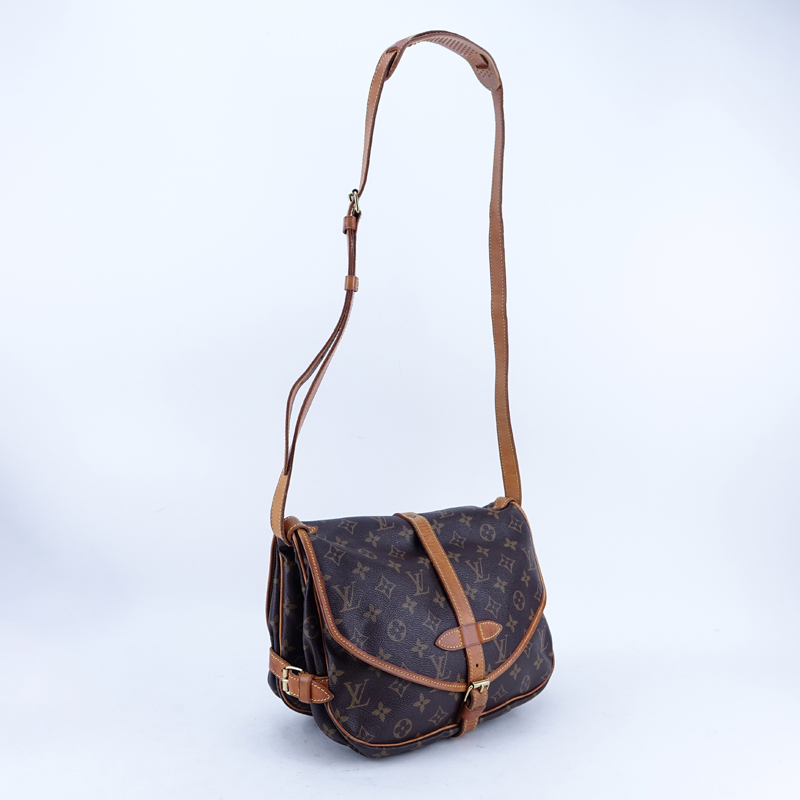 Louis Vuitton Brown Monogram Coated Canvas Saumur 25 Double Strap 2 Sided Crossbody Messenger Bag.