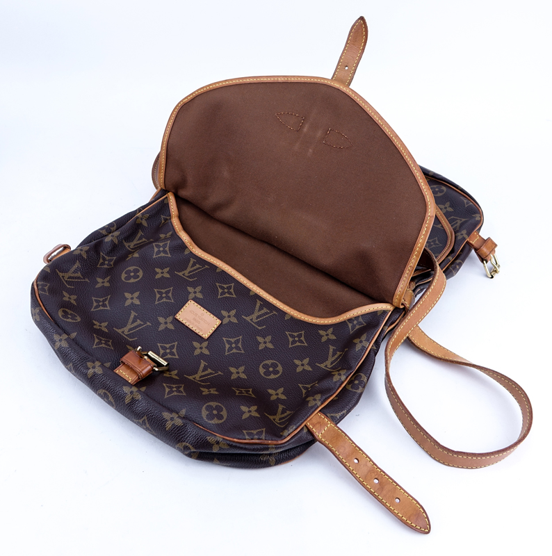 Louis Vuitton Brown Monogram Coated Canvas Saumur 25 Double Strap 2 Sided Crossbody Messenger Bag.