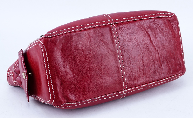 Celine Red Soft/Quilted Leather Boogie Bag With 2 Front Pockets.