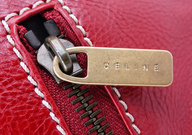 Celine Red Soft/Quilted Leather Boogie Bag With 2 Front Pockets.